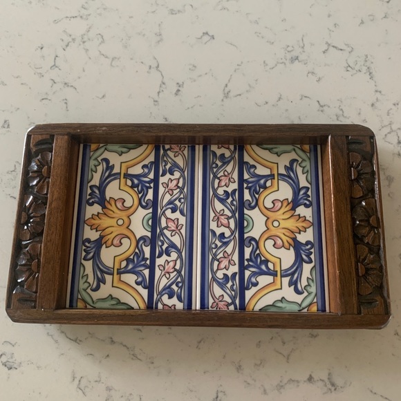 Other - Beautiful wooden hand craved decorative tray